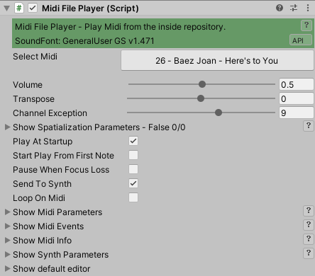 Maestro MIDI File Player settings when not running