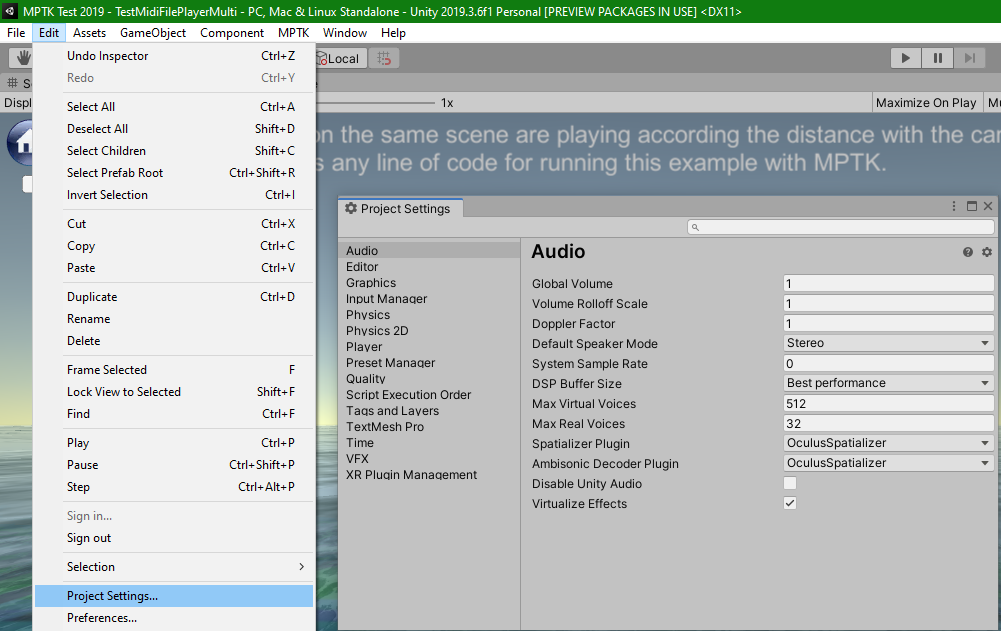 Setup Mptk Sound Spatialization In Unity Maestro Midi Player Tool Kit