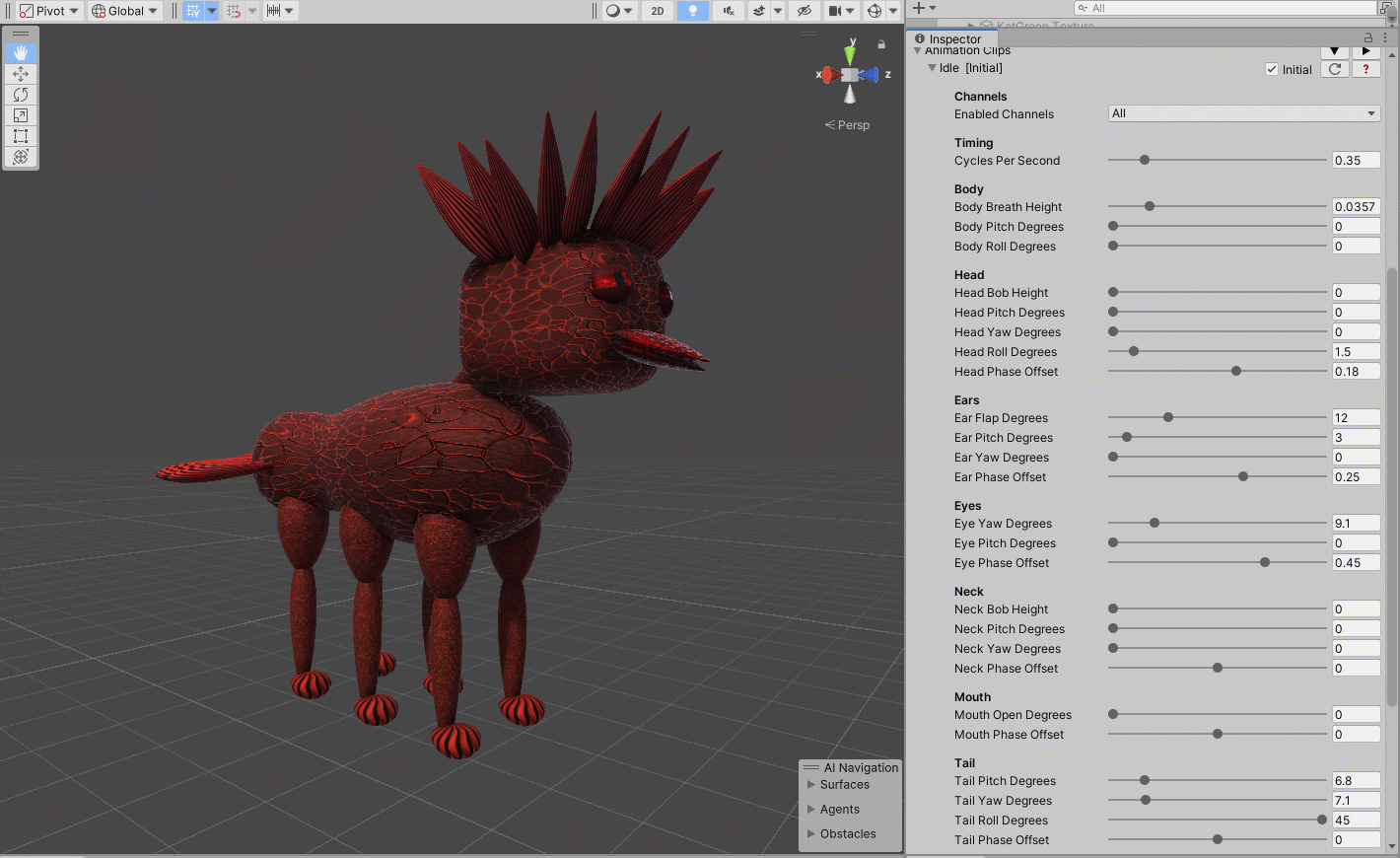 Defines animation by channels and parts
